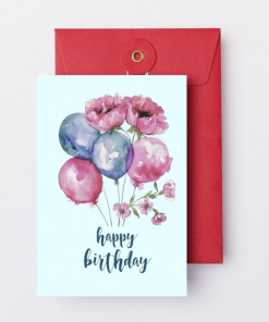Happy Birthday - balloons and carnations